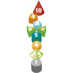 Hinkebane med farverig geometriske former