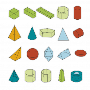 3D geometriske figurer - Farver eller Hvid