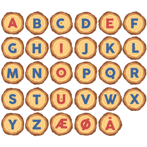 Trstubbe med bogstaver til motorikbane