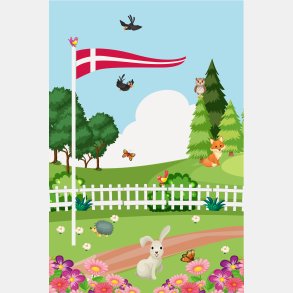 Stj dmpende skrmvg med dannebrog venstre (H150xB120 cm)